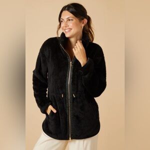 SOFTIES DreamPlush Double Zip Jacket, Size Large, Black